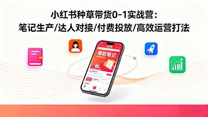 小红书种草带货0-1实战营：笔记生产/达人对接/付费投放/高效运营打法-优创项目网