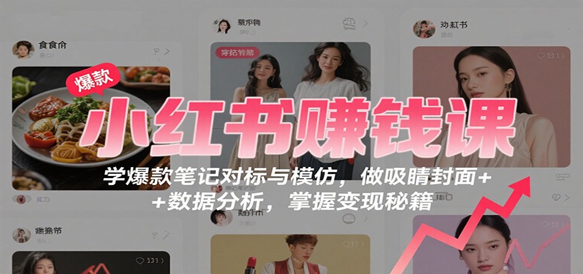 小红书赚钱课：学爆款笔记对标与模仿，做吸睛封面 + 数据分析，掌握变现秘籍-优创项目网