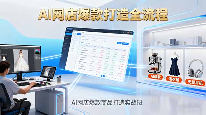 AI网店爆款商品打造实战班：AI技术实现商品图智能处理，快速搭建AI网店-优创项目网