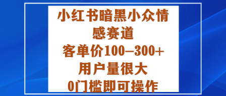 小红书暗黑小众情感赛道，客单价100-300+用户量很大，0门槛即可操作-优创项目网