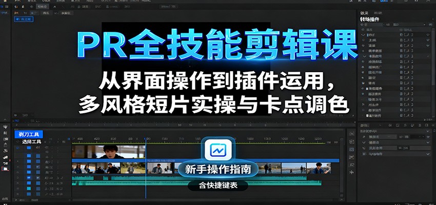PR全技能剪辑课：从界面操作到插件运用，多风格短片实操与卡点调色-优创项目网
