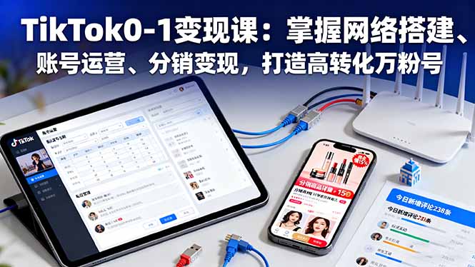 TikTok0-1变现课：掌握网络搭建、账号运营、分销变现，打造高转化万粉号-优创项目网