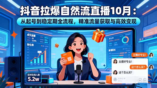 抖音拉爆自然流直播10月：从起号到稳定期全流程，精准流量获取与高效变现-优创项目网