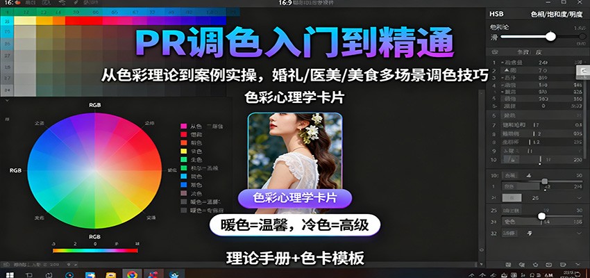 PR调色入门到精通：从色彩理论到案例实操，婚礼/医美/美食多场景调色技巧-优创项目网