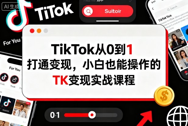 TikTok从0到1打通变现，小白也能操作的TK变现实战课程-优创项目网