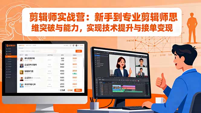剪辑师实战营：新手到专业剪辑师思维突破与能力，实现技术提升与接单变现-优创项目网