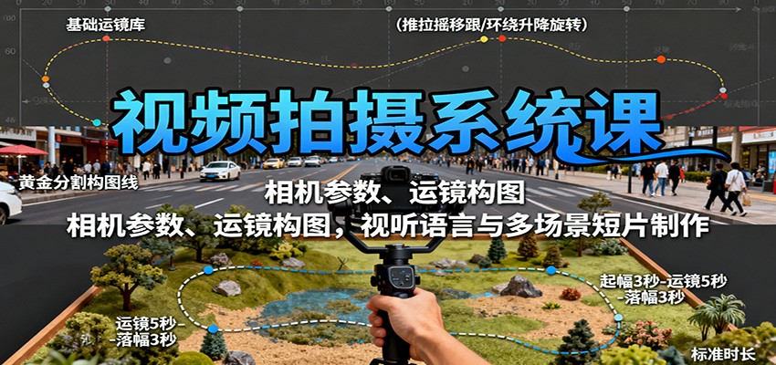 视频拍摄系统课：相机参数、运镜构图，视听语言与多场景短片制作-优创项目网
