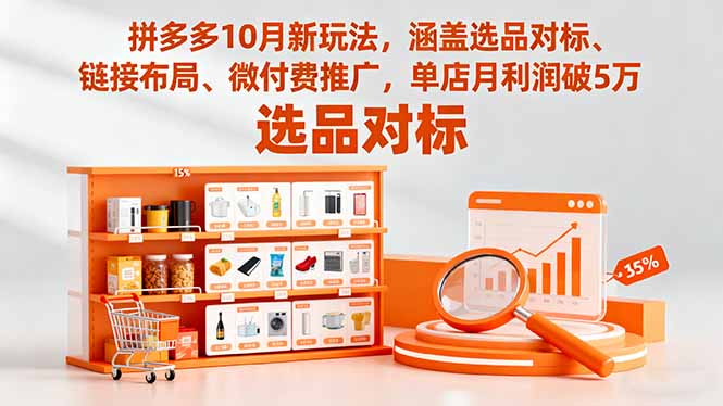 拼多多10月新玩法，涵盖选品对标、链接布局、微付费推广，单店月利润破5万-优创项目网
