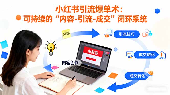小红书引流爆单术：构建一套低成本 可持续的“内容-引流-成交”闭环系统-优创项目网
