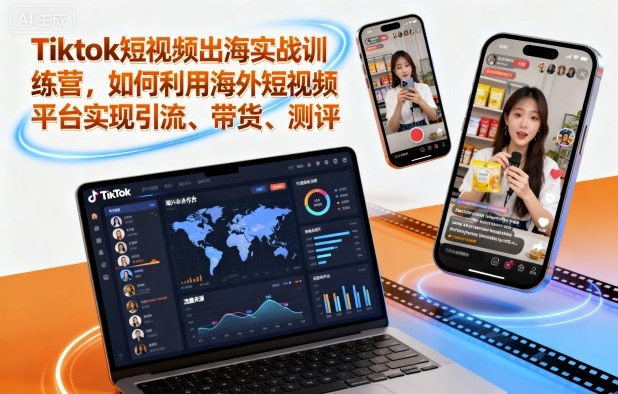 Tiktok短视频出海实战训练营，如何利用海外短视频平台实现引流、带货、测评-优创项目网