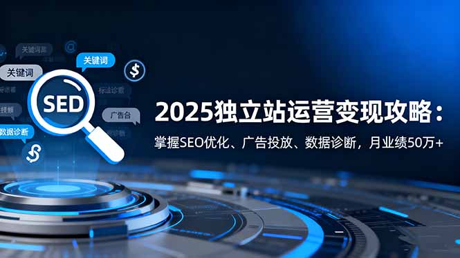 2025独立站运营变现攻略：掌握SEO优化、广告投放、数据诊断，月业绩50万+-优创项目网