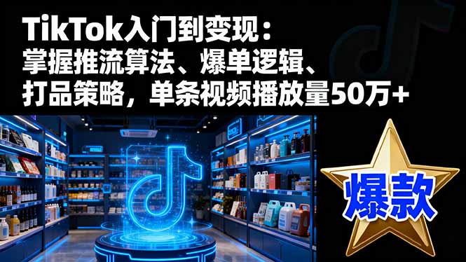 TikTok入门到变现：掌握推流算法、爆单逻辑、打品策略，单条视频播放量50w-优创项目网