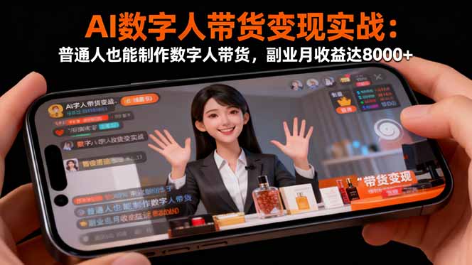 AI数字人带货变现实战：普通人也能制作数字人带货，副业月收益达8000+-优创项目网