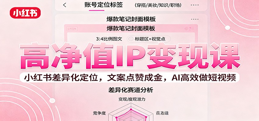 高净值IP变现课：小红书差异化定位，文案点赞成金， AI高效做短视频-优创项目网