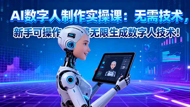 AI数字人制作实操课：无需技术，新手可操作，免费无限生成数字人技术！-优创项目网
