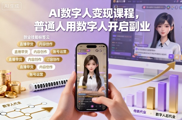 AI数字人变现课程，普通人用数字人开启副业-优创项目网