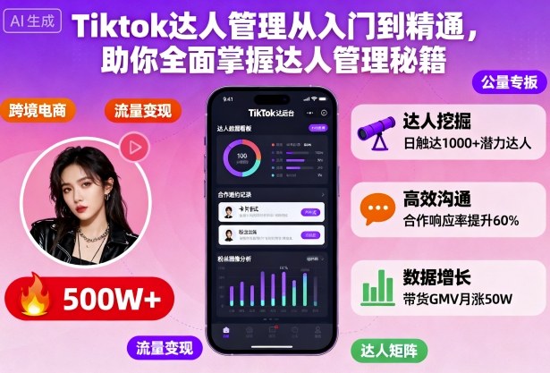 Tiktok达人管理从入门到精通，助你全面掌握达人管理秘籍-优创项目网