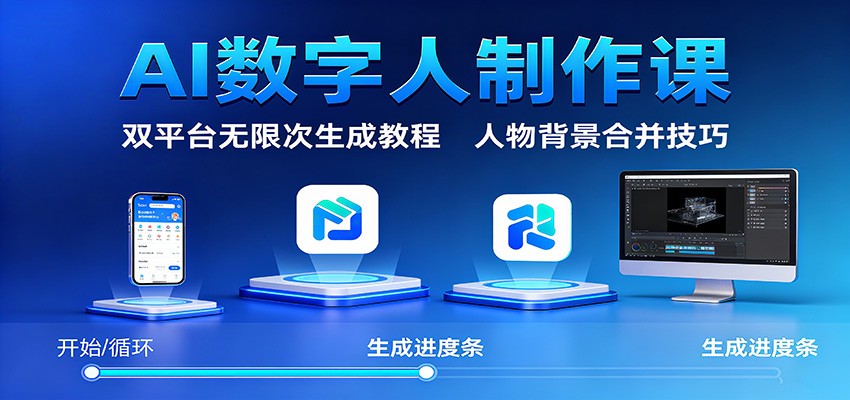 AI数字人制作课：双平台无限次生成教程，人物背景合并技巧-优创项目网