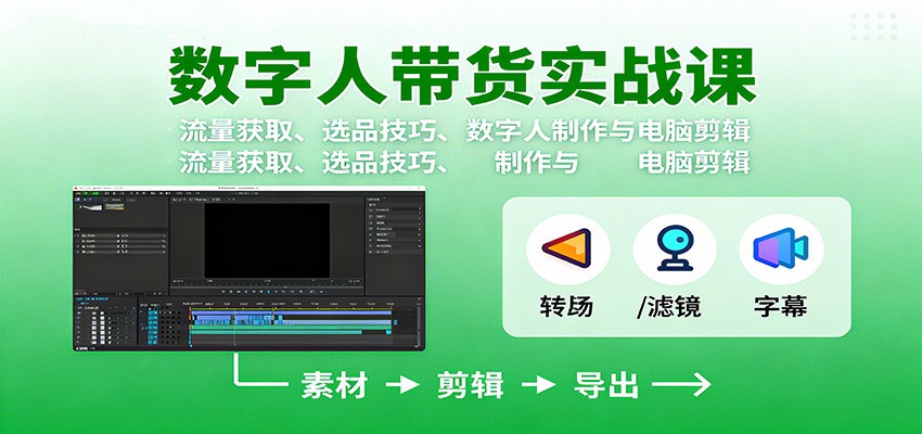 数字人变现实战课：流量获取、选品技巧、数字人制作与电脑剪辑-优创项目网
