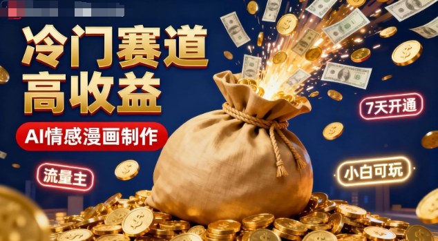 公众号冷门赛道，用AI做情感漫画，7天开通流量主，操作简单，小白可玩-优创项目网