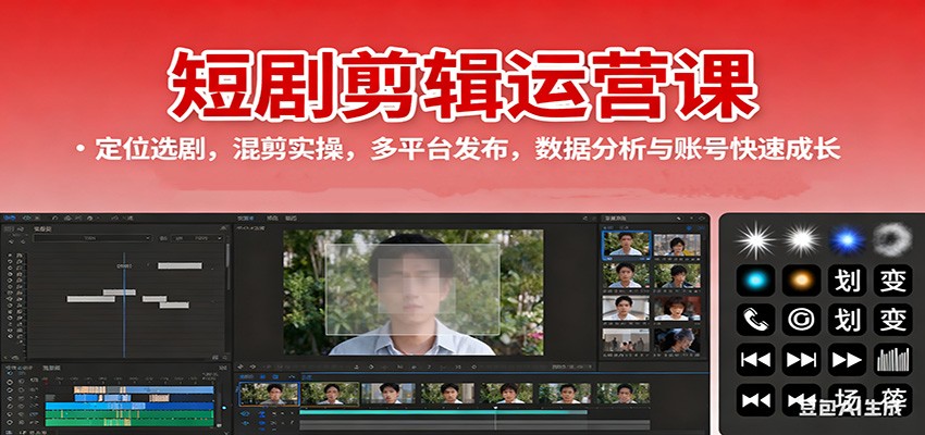 短剧剪辑运营课：定位选剧，混剪实操，多平台发布，数据分析与账号快速成长-优创项目网