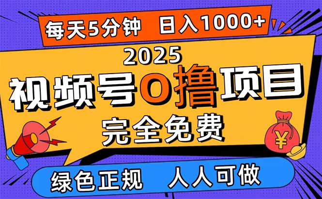 2025视频号0撸项目，5分钟一个号，日入1000+，人人可做-优创项目网