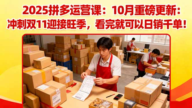 2025拼多多运营课：10月重磅更新：冲刺双11迎接旺季，看完就可以日销千单-优创项目网