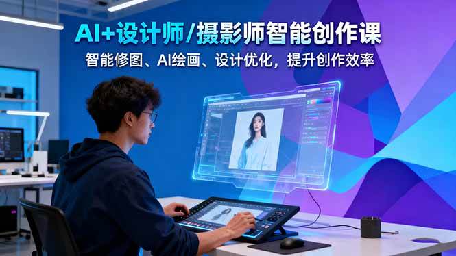 AI+设计师/摄影师智能创作课：智能修图、AI绘画、设计优化，提升创作效率-优创项目网