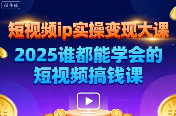 短视频ip实操变现大课，7月26-27日广州站线下课，2025谁都能学会的短视频搞钱课-优创项目网