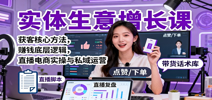 实体生意增长课：获客核心方法，赚钱底层逻辑，直播电商实操与私域运营-优创项目网