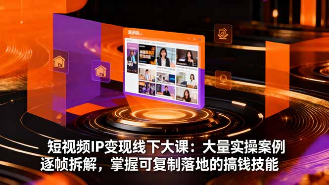 短视频IP变现线下大课：大量实操案例逐帧拆解，掌握可复制落地的搞钱技能-优创项目网
