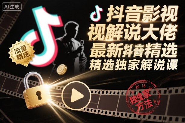 抖音影视解说大佬最新抖音进精选和独家方法，精选独家解说课-优创项目网