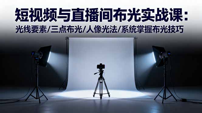 短视频与直播间布光实战课：光线要素/三点布光/人像光法/系统掌握布光技巧-优创项目网