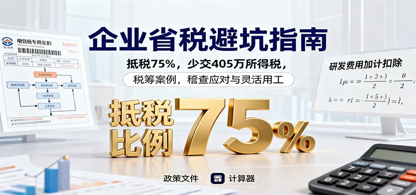 企业省税避坑指南：抵税75%，少交405万所得税，税筹案例，稽查应对与灵活用工-优创项目网