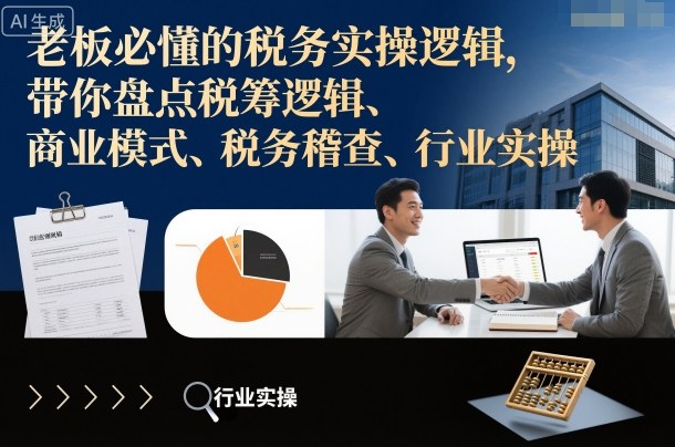 老板必懂的税务实操逻辑，带你盘点税筹逻辑、商业模式、税务稽查、行业实操-优创项目网