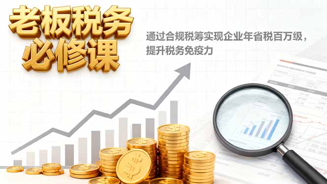 老板税务必修课，通过合规税筹实现企业年省税百万级，提升税务免疫力-优创项目网