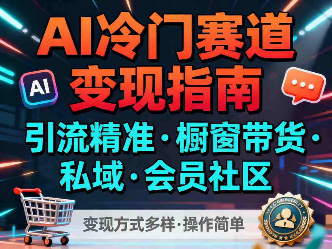 AI冷门赛道，引流精准，橱窗带货+私域+会员社区，变现方式多样，操作简单-优创项目网