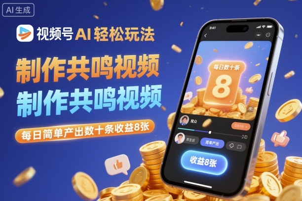 视频号AI轻松玩法，制作共鸣视频，每日简单产出数十条收益8张-优创项目网
