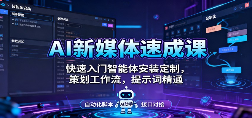AI新媒体速成课：快速入门智能体安装定制，策划工作流，提示词精通-优创项目网
