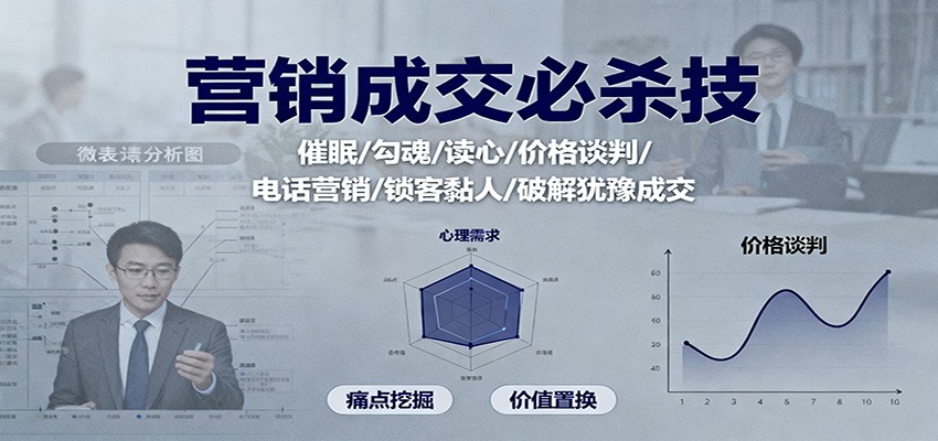 营销成交必杀技：催眠/勾魂/读心/价格谈判/电话营销/锁客黏人/破解犹豫成交-优创项目网