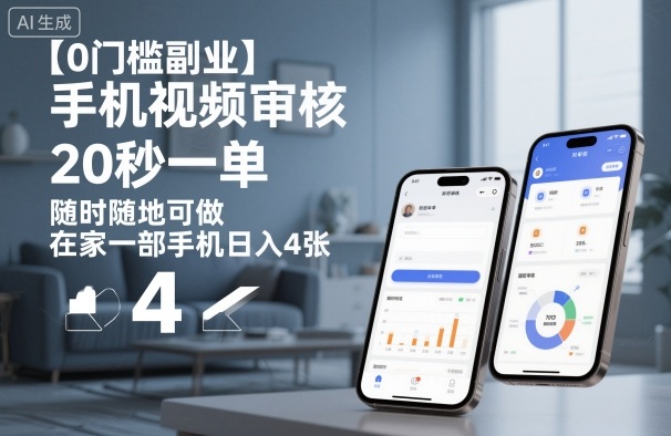 【0门槛副业】手机视频审核，20秒一单，随时随地可做，在家一部手机日入4张【揭秘】-优创项目网