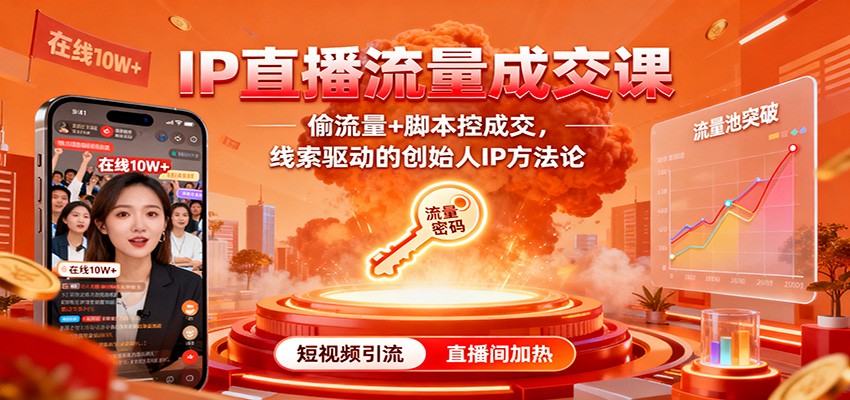 IP直播流量成交课：偷流量+脚本控成交，线索驱动的创始人IP方法论-优创项目网