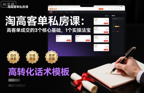 淘高客单私房课：高客单成交的3个核心基础，1个实操法宝-优创项目网