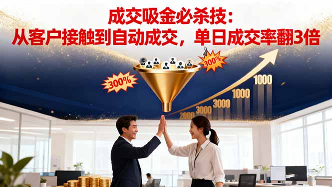 吸金成交营销必杀技：从客户接触到自动成交，单日成交率翻3倍-优创项目网
