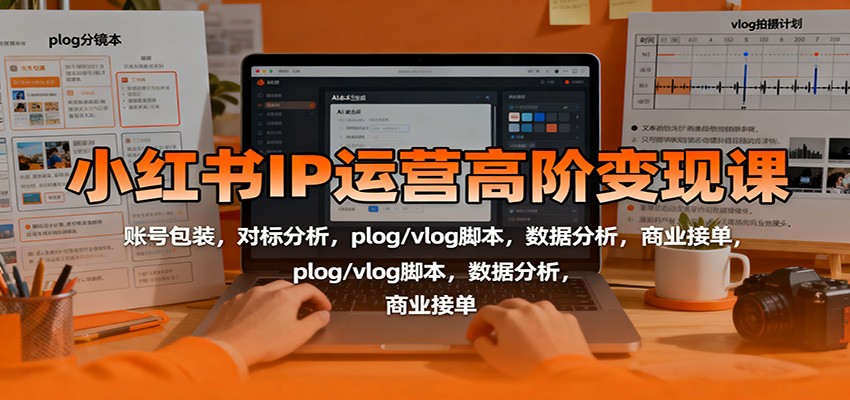 小红书IP运营高阶变现课：账号包装，对标分析，plog/vlog脚本，数据分析，商业接单-优创项目网