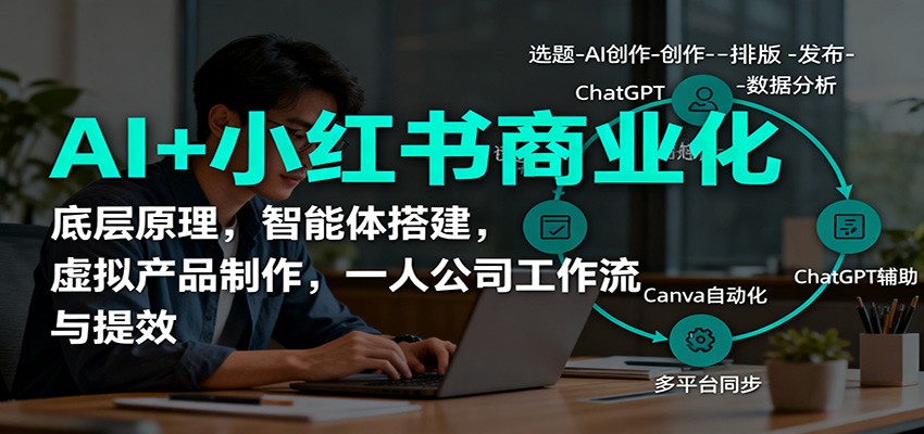 AI+小红书商业化，底层原理，智能体搭建，虚拟产品制作，一人公司工作流与提效-优创项目网