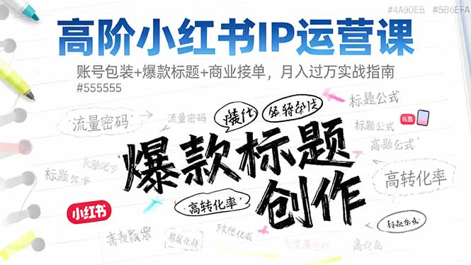 高阶小红书IP运营课：账号包装+爆款标题+商业接单，月入过万实战指南-优创项目网