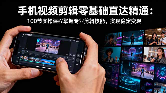 手机视频剪辑零基础直达精通：100节实操课程掌握专业剪辑技能，实现稳...-优创项目网
