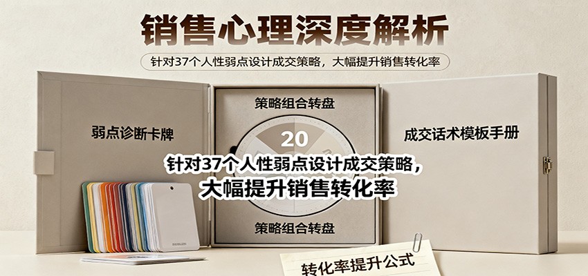 销售心理深度解析：针对37个人性弱点设计成交策略，大幅提升销售转化率！-优创项目网