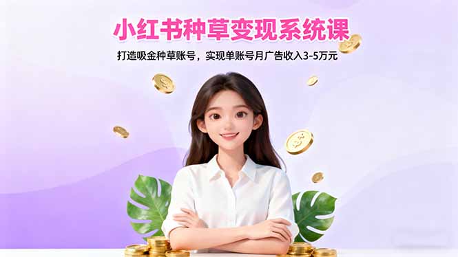 小红书种草变现系统课：打造吸金种草账号，实现单账号月广告收入3-5万元-优创项目网